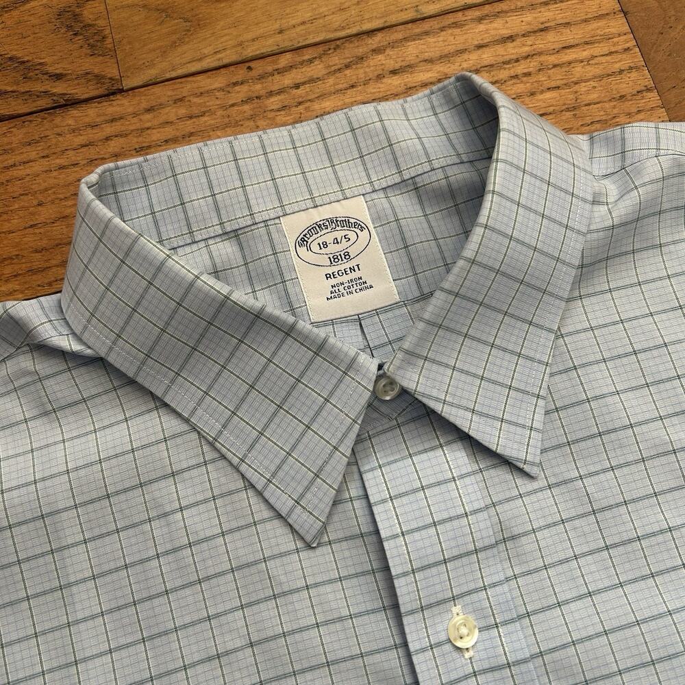 Brooks Brothers 1818 Regent Plaid Blue Button Up Shirt 18 4/5